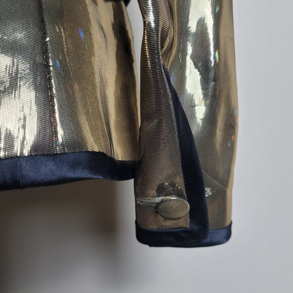 Vintage JOOP Jacket EU38 US6 Gold Metallic Silk Blazer 90s Avant Garde Bold Glam - Picture 6 of 9